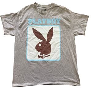 Playboy Bunny Gray Graphic T-Shirt Size Large